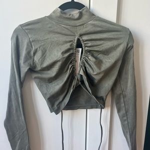 Green top with tie.